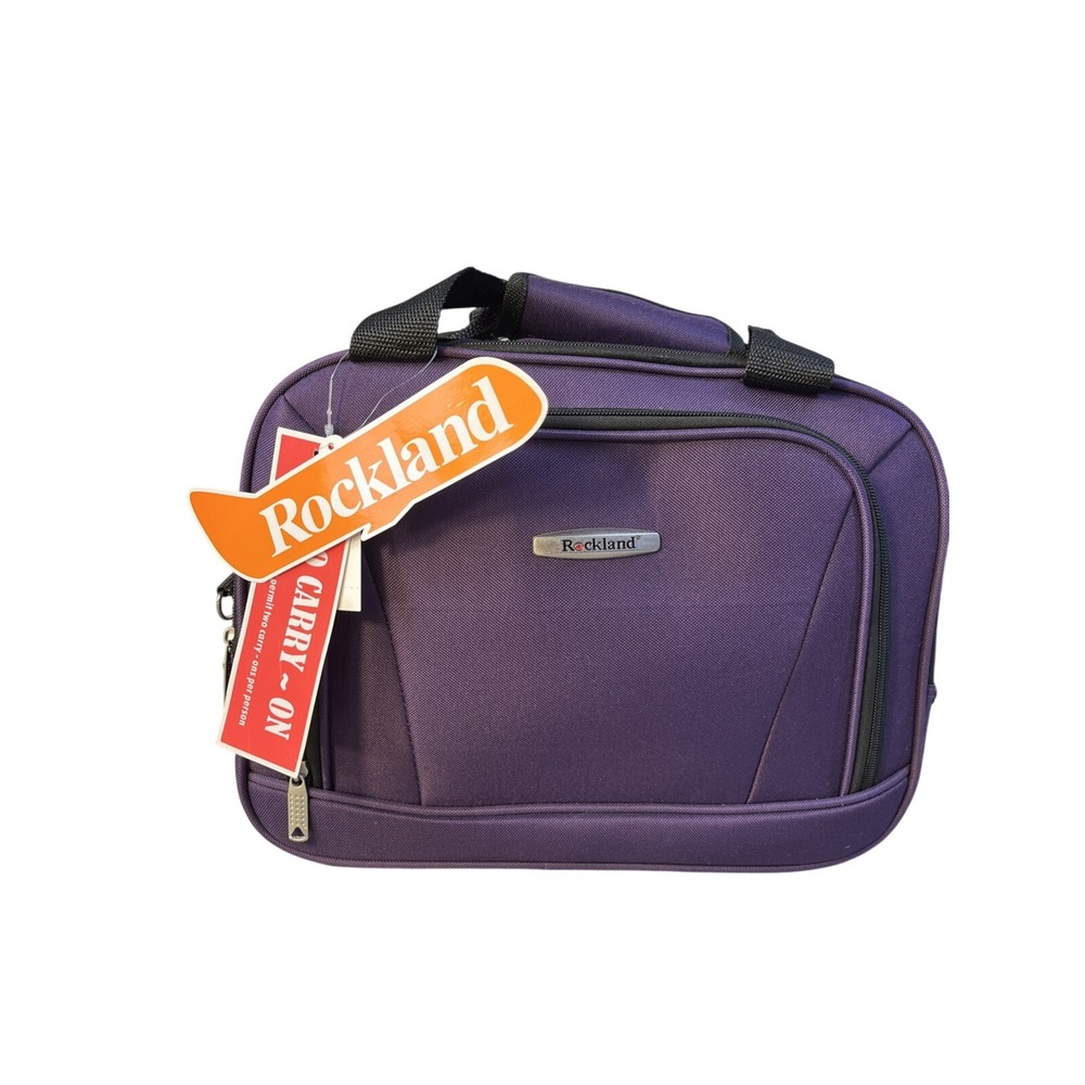NWT Rockland Carry On‎ Travel Tote Purple Canvas 14x5.5x11.5" Light Collapses